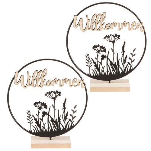Artikel Deko-Ring Willkommen Schwarz Natur Ø20cm 2St Tischdeko Frühling Sommer