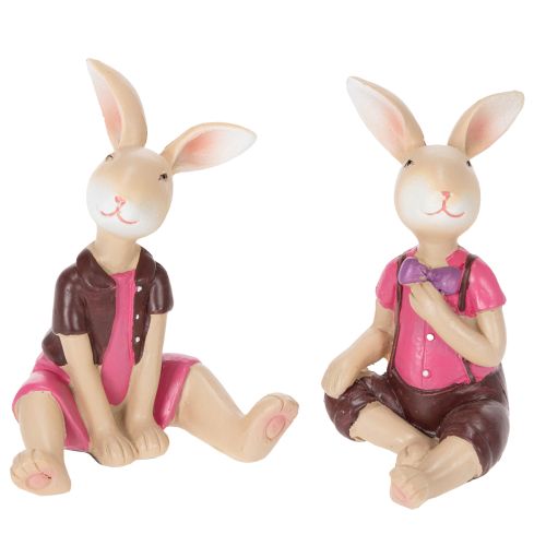 Artikel Osterhasen Figuren Set 4-teilig 9cm Rosa Braun Deko für Tisch & Frühling