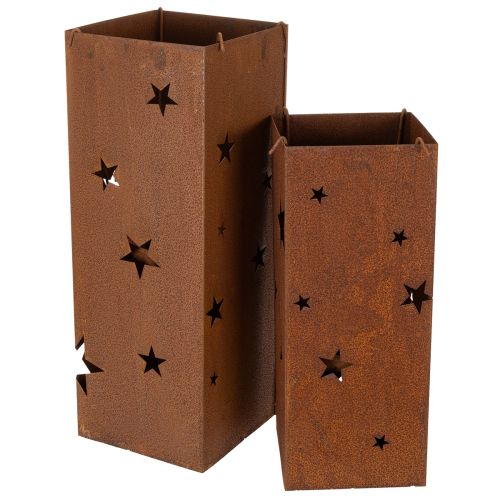 Artikel Metall Kerzenhalter Edelrost Sternenmotiv H40/50cm Weihnachtsdeko Innen/Außen