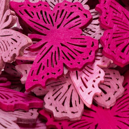 Artikel Frühlingshafte Schmetterlings-Streudeko aus Holz in Rosa, Pink und Lila, 4 cm, 72 Stück