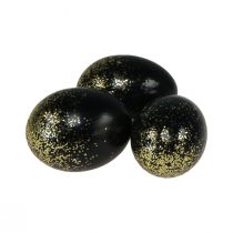 Deko Ostereier echtes Hühnerei Schwarz mit Gold-Glitter H5,5–6cm 10St