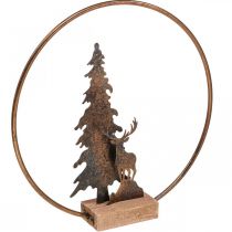 Artikel Dekoring Weihnachten Tanne Hirsch Metall Holz Sockel Ø38cm