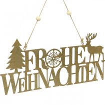 Artikel Weihnachtsdeko, “Frohe Weihnachten”, Rentier, Engel Golden 27/28×11cm 2er-Set