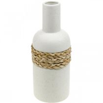 Artikel Blumenvase weiß Keramik und Seegras Vase Tischdeko H22,5cm