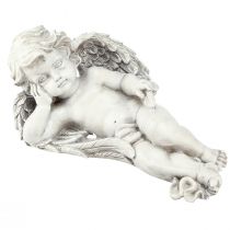 Artikel Engel liegend Grabschmuck Polyresin Grau Weiß 31×16cm