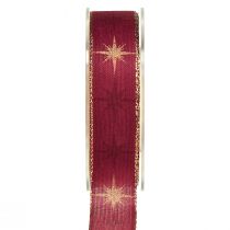 Artikel Geschenkband Sternenband Dekoband Rot Gold B25mm L20m
