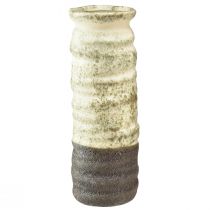 Artikel Vase Keramik Deko Creme Graugrün für Trockenfloristik H34cm