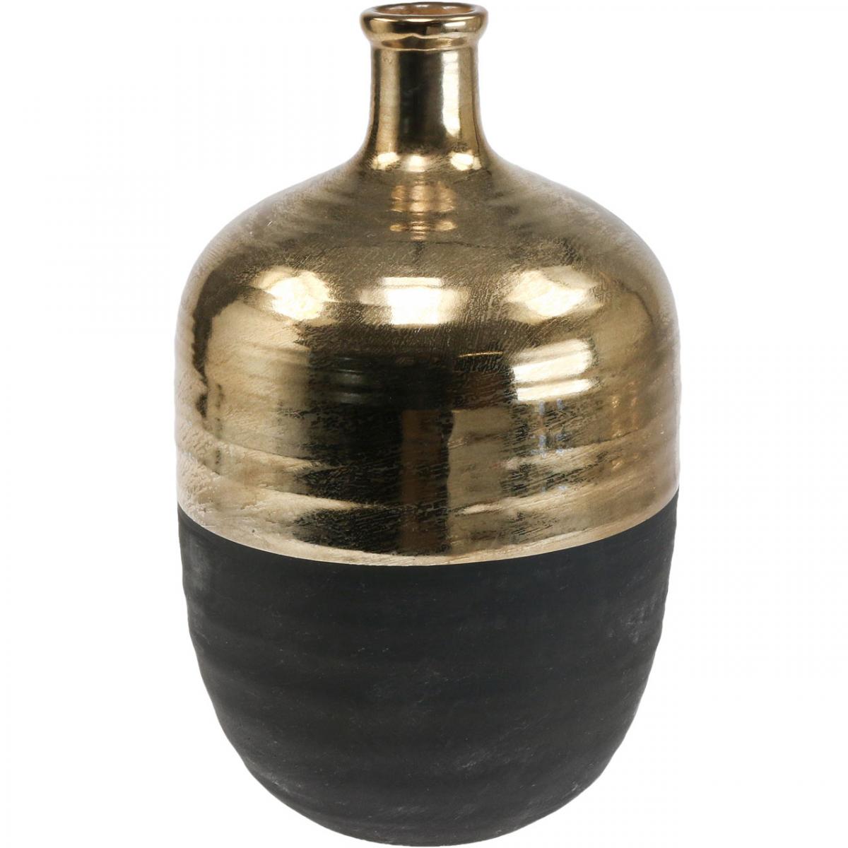 H37,5cm-07074 Groß Vase Floristik21.de Schwarz/Gold Deko Ø21cm Keramik Vase