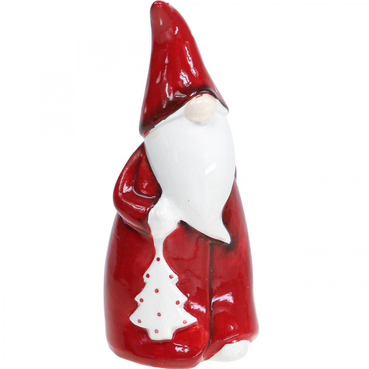 Floristik21.de Weihnachtsmann Nikolaus H20cm-05897 Figur Keramik Rot, Weiß