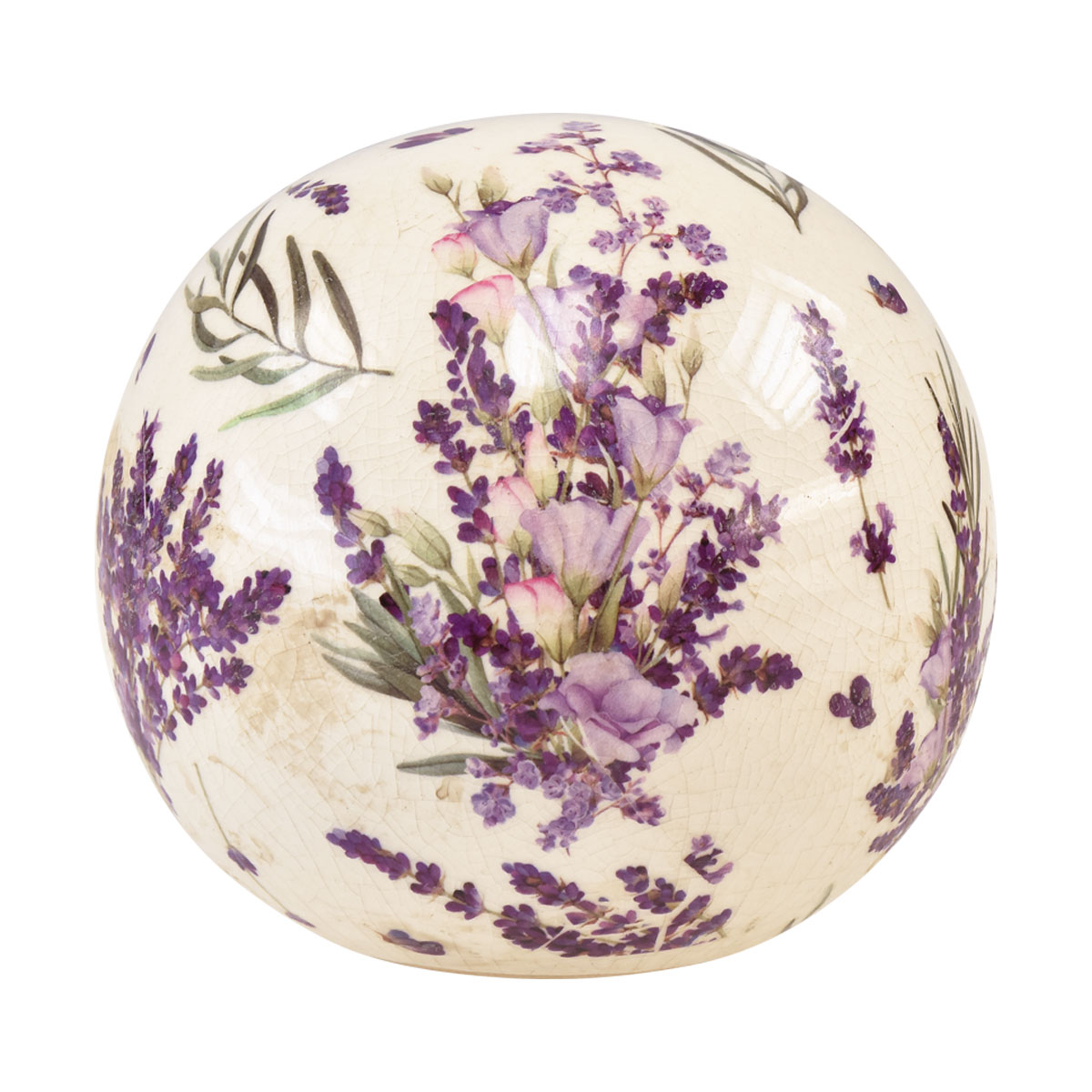 Keramik Kugel mit Lavendel Motiv Keramik Deko Lila Creme  12cm-580183-012-131