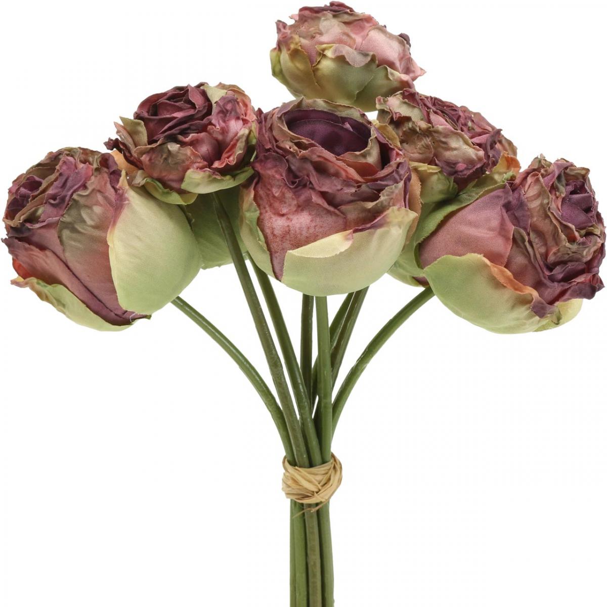 Floristik21.de Rosen Antik-Rosa, Seidenblumen, L23cm künstliche Blumen 8St-00442