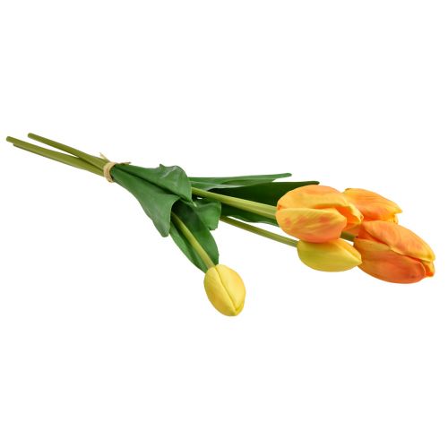 Floristik21.de Orange Gelb Deko Real Touch Tulpen Kunstblumen 49cm 5St-14900