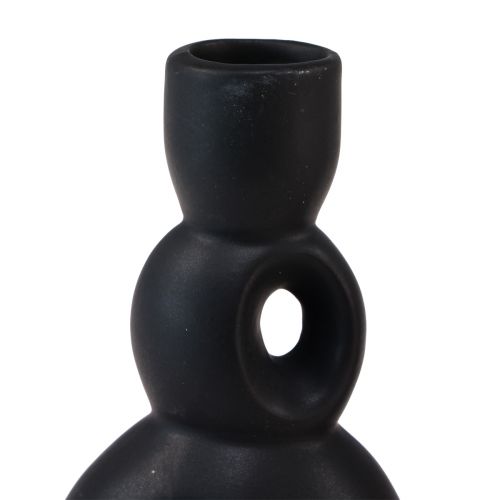 Floristik21.de Kerzenhalter Keramik Kerzenständer Schwarz H16cm 2St -15061 Modern