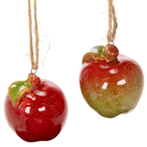 Artikel Keramikapfel Herbstdeko zum Hängen 5cm rot-grün 4er Set