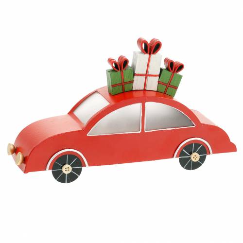 Weihnachts-Auto mit LED Rot Metall 25cm H14,5cm Für Batterie .-66116