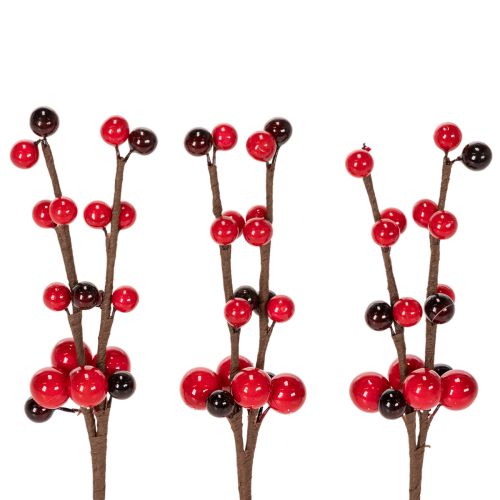 Artikel Künstlicher Zweig mit roten Beeren 15 cm, 6er-Set