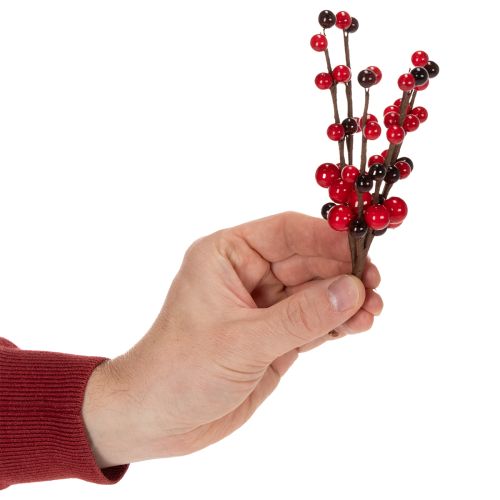 Artikel Künstlicher Zweig mit roten Beeren 15 cm, 6er-Set