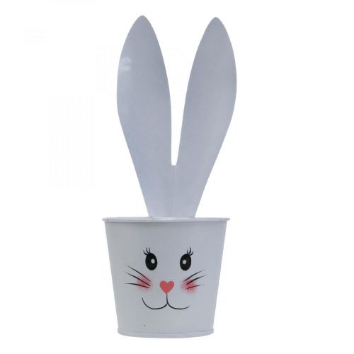 Floristik21 Blumentopf Hase Übertopf Metall Weiß Osterdeko Ø8cm H20,5cm 4St