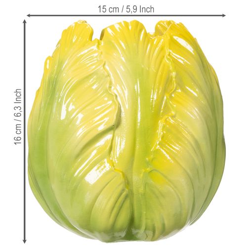 Artikel Blumenvase im Tulpen-Design – Set aus 2 Vasen, 16 cm, Gelb-Grün, robuste Dekoration