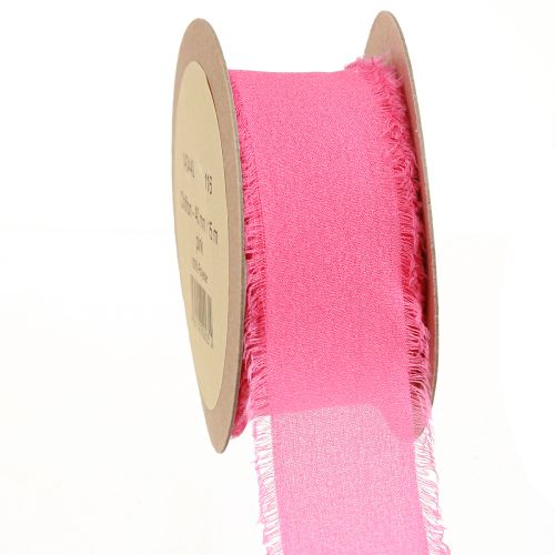 Floristik21 Chiffonband Pink Neon Deko Geschenkband Hochzeit Fransen 40mm 15m