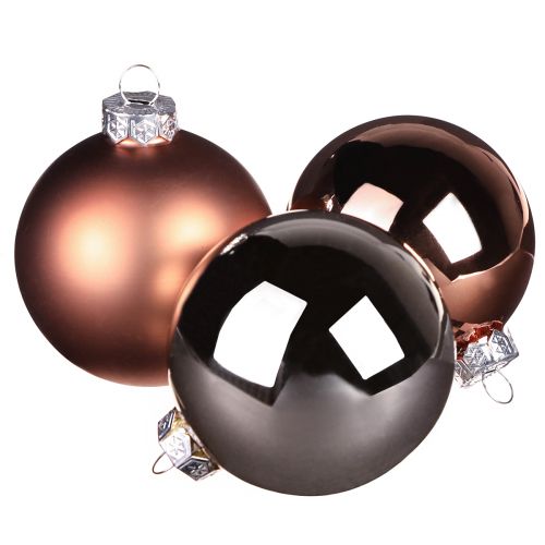 Glaskugeln Set Silber & Apricot Ø5cm 24 Stück – Elegante Weihnachtsbaumkugeln