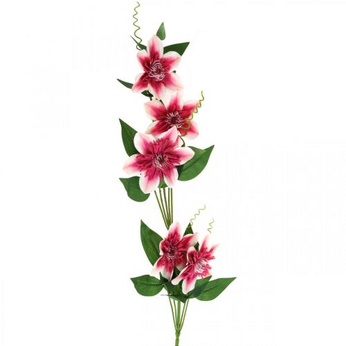Artikel Clematiszweig mit 5 Blüten, Kunstblume, Deko-Zweig Pink, Weiß L84cm