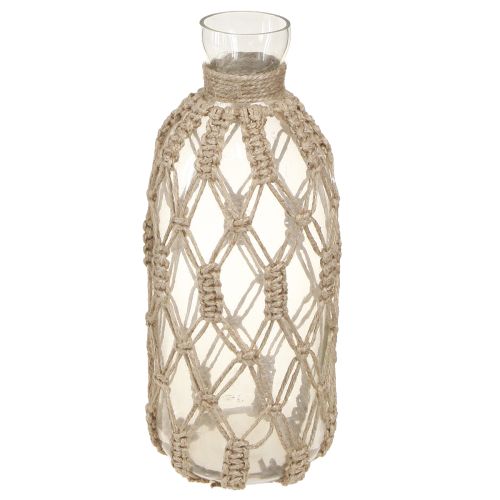 Deko Flasche Glas Makramee Vase Ø10cm H27cm Wohnaccessoire