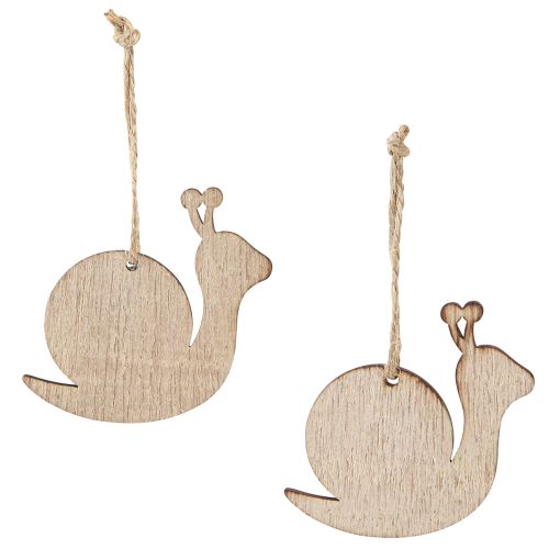 Artikel Deko Schnecke Holz Hängedeko Natur Grün Frühling Sommer 6,5cm 12er-Set