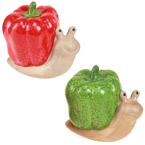 Deko Schnecken Keramik Paprika Rot Grün H10cm Geschenk Tischdeko Garten