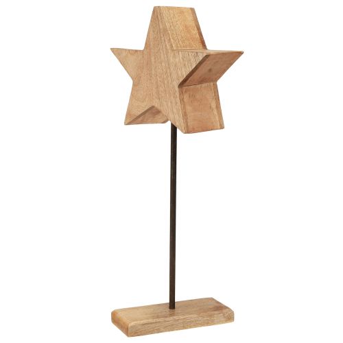 Artikel Deko Stern Holz auf Stab mit Sockel in Grün-Braun für festliche Atmosphäre, 20x9,5x50cm