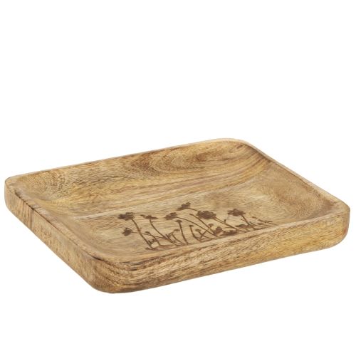 Deko Tablett Holz Blumenmuster Mangoholz 20x15,5cm vielseitig kombinierbar