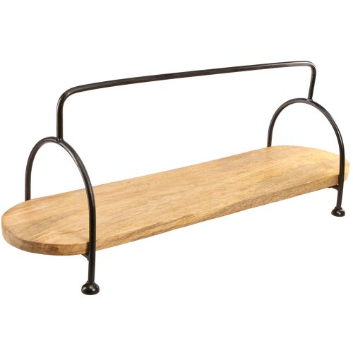 Deko Tablett länglich oval Holztablett Griff 70cm modern