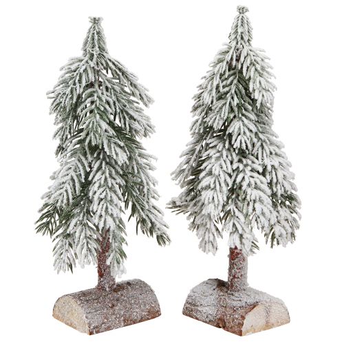 Künstlicher Deko-Weihnachtsbaum, beschneit mit Sockel, 30 cm, 2er-Set