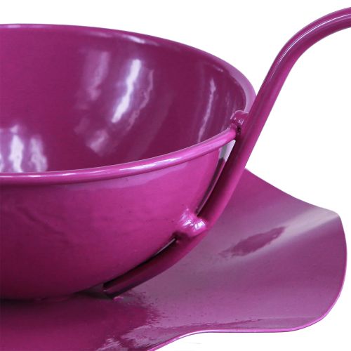 Artikel Deko Tasse Metall Lila mit Unterteller 2er Set Ø11,5cm H8cm