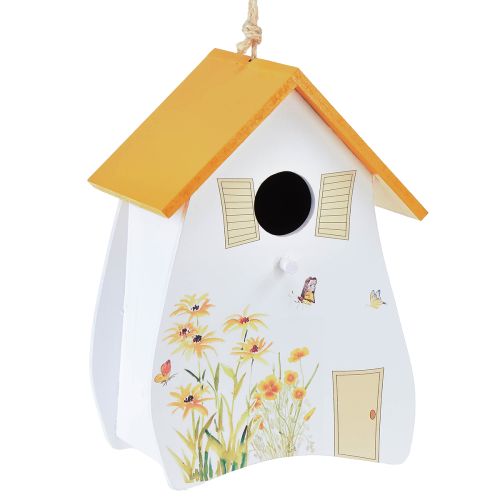 Deko-Vogelhaus Weiss Gelb 21cm 2er Set Sommerdeko Garten Hänge