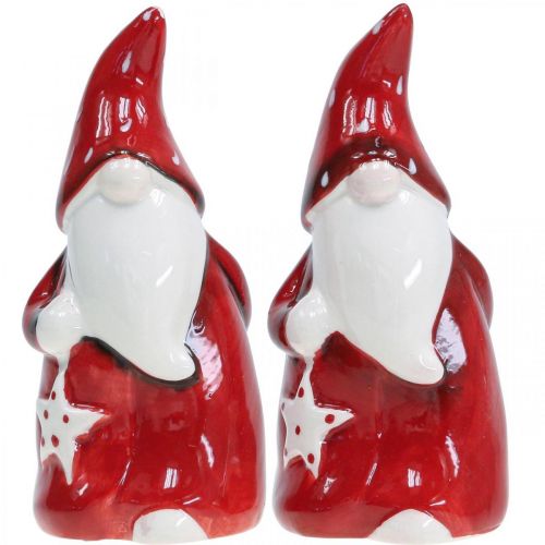 Artikel Weihnachtsmann Figur Nikolaus Rot, Weiß Keramik H13,5cm 2St