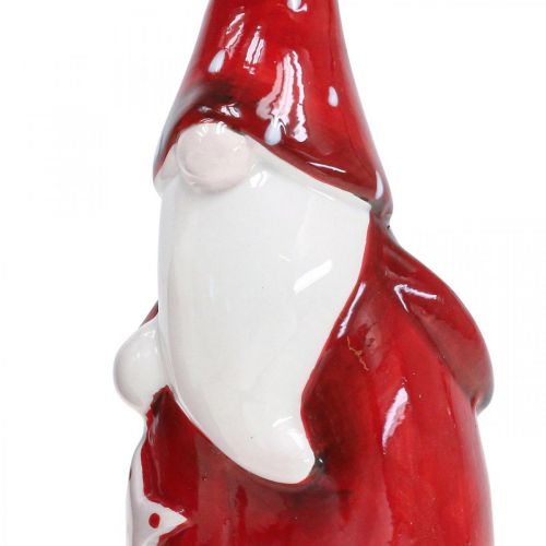 Floristik21.de Weihnachtsmann Weiß 2St-05896 Figur Rot, H13,5cm Nikolaus Keramik