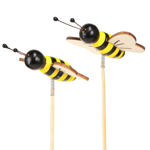 Deko-Bienenstecker Holz Bienen Schwarz-Gelb 6cm 8er Set