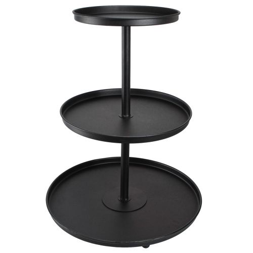 Floristik21 Etagere Schwarz 3-stöckig Metall rund Ö40cm H52cm Dekoration