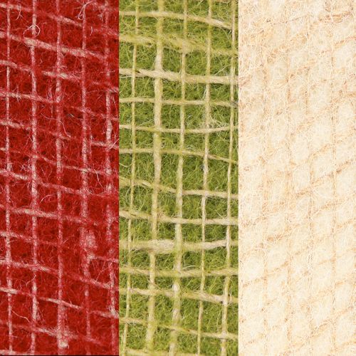 Artikel Filzband Jute Gitter Grün Rot Weiß Dekoband 15x100cm 3 St bunt DIY