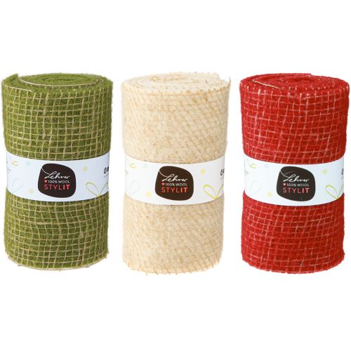 Artikel Filzband Jute Gitter Grün Rot Weiß Dekoband 15x100cm 3 St bunt DIY