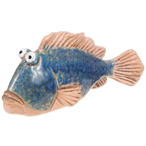 Fisch Deko Keramik Blau Sommer Akzent Maritim 22×7×11cm