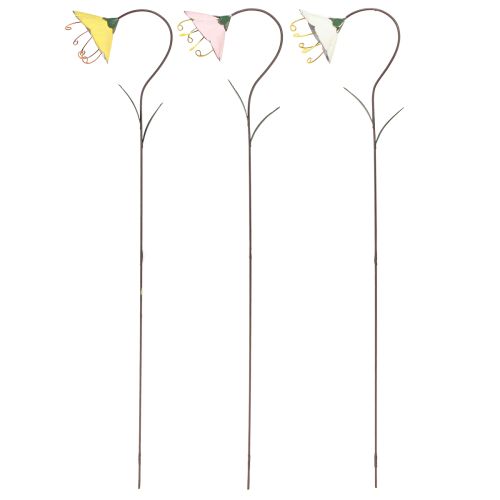 Artikel Gartenstecker Metallblumen Gelb Rosa Weiß 49cm Set Garten Deko