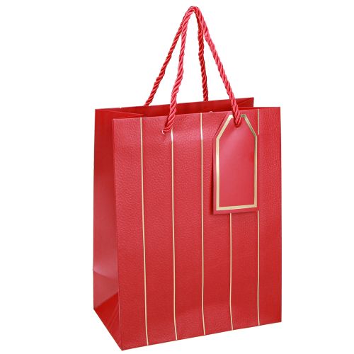 Floristik21 Edle Weihnachtstasche Rot Gold Geschenktasche Stabil 18×10×23cm