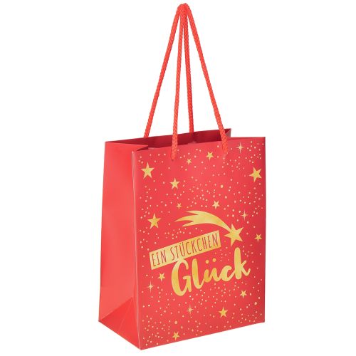 Artikel Geschenktüte Weihnachten „Ein Stückchen Glück“ Rot, Sterne, 23cm, 2er Set