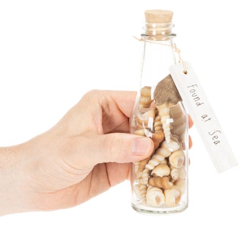 Artikel Glasflasche Set mit Muscheln und Anhänger, ca. 17 cm, Naturdeko, 2 Stück