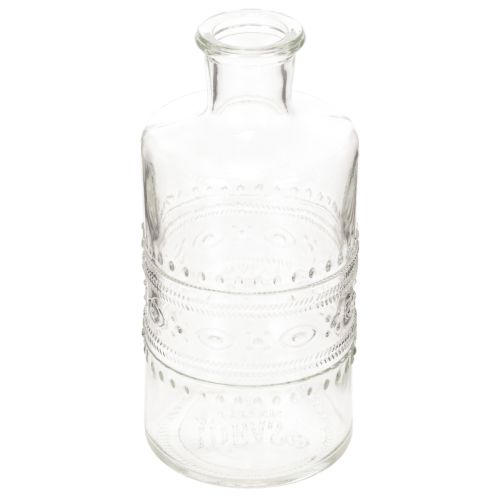 Artikel Glasflasche zylindrisch klar mit Muster 15cm als Dekovase 6er Set