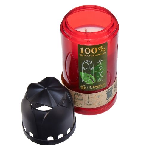 Artikel Grabkerze Rot ICP Kompostierbare Kerze zum Gedenken H20cm
