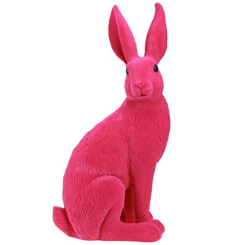 Hase Pink Deko Osterhase beflockt 35cm lebendige Osterdekoration