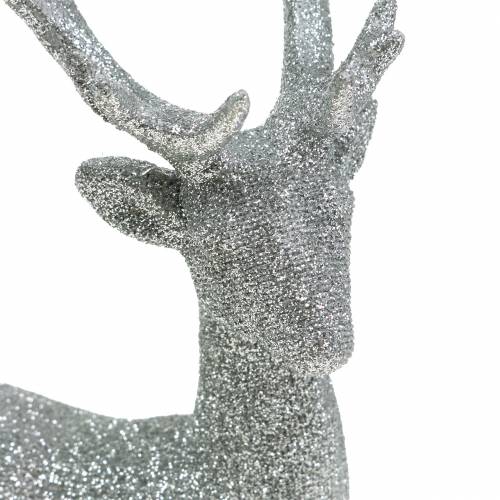 Artikel Dekofigur Hirsch Silber Glitter 25cm x 12cm